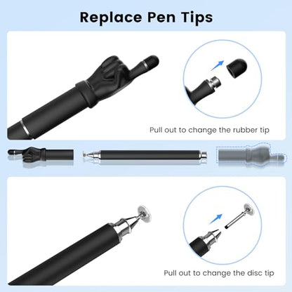 MEKO Stylus Pen for Touchscreen, 2-in-1 Stylus | 2-in-1 Fingertip Design,High Sensitivity,Work for iPhone iPad Android Tablets Switch All Touch Screens (Black/White)