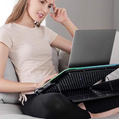 Goshyda Gaming Laptop Cooling Pad with 10 Quiet Fans, 8-Level Height Adjustable & 5 Speed Settings, RGB Lights Laptop Cooler for 12-19 Inch Notebook (14 Fans)