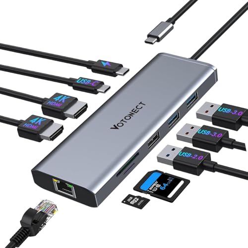 10-in-1 USB C Hub with 4K HDMI Adapter, SD/TF Card Reader, 100W PD Charging, 2 USB 3.0 Ports, and 2 usb2.0 Ports for MacBook Pro/Air, Dell XPS, Lenovo ThinkPad, etc. (8K HDMI Docking station) - style: 8K HDMI Docking station