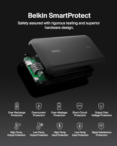 Belkin 20000mAh 30W USB C Power Bank, Portable Charger for iPhone & iPad | Fast Charging, Integrated USB C Cable, Eatra USB C Port, iPhone 17, iPad, Samsung Galaxy S26, Charge 2 Devices - color: Black, style: 20K mAh