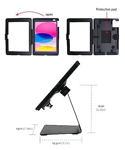 Desktop Anti-Theft Security Stand Holder for 2025 iPad 11" (A16) 11th/ 2022 iPad 10.9" 10th Gen.,with Lock and Key,Flip &360°Rotating Horizontal or Vertical Design(Black)