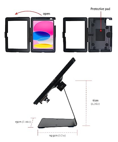 Desktop Anti-Theft Security Stand Holder for 2025 iPad 11" (A16) 11th/ 2022 iPad 10.9" 10th Gen.,with Lock and Key,Flip &360°Rotating Horizontal or Vertical Design(Black)