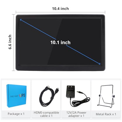 ELECROW 10.1 Inch Portable Monitor - IPS Capacitive Touchscreen Monitor with HD VGA Port，1920x1080P LCD Display Built-in Dual Speakers Touch Sceen for Raspberry Pi 5/4/3, PS Xbox, Windows 11/10/8/7
