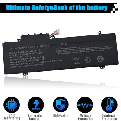 NV-509067-3S Laptop Battery Replacement for Gateway GWTN141-10BK GWTN141-10BL GWTN141-10GR GWTN141-4 Gwtn141-4BL GWTN141-4BK GWTN156-5BL GWTN141-2BL 5376275P UTL-509068-3S 11.4V 51.3Wh - size: 9.25*5.32*0.23 inch NV-509067-3S