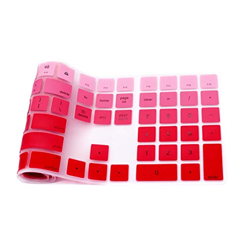 Ultra Thin Silicone Full Size Wireless Numeric Keyboard Cover Skin for Mac 2017 Magic Keyboard with Numeric Keypad MQ052LL/A A1843 US Layout,Ombre Red - color: Ombre Red