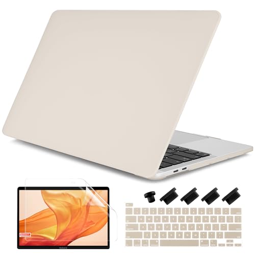 for MacBook Pro 13 inch Case 2023 2022 2021 2020 Release Model: A2338 M2/M1 A2289 A2251 with Touch Bar & Touch ID, Cream Matte Plastic Hard Shell Case & Keyboard Cover, Stone - color: Stone