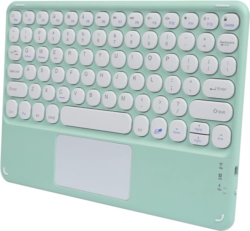 Wireless Keyboard with Touchpad, Ultra-Thin Rechargeable Bluetooth Keyboard Mini with Trackpad, Round Keys for iPad pro/iPad/iOS/Mac OS/Windows/Android (Green) - color: Green