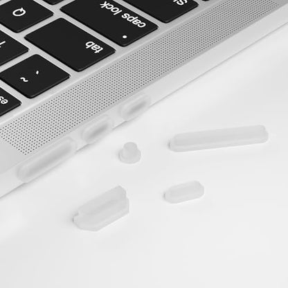ProElife 7-Pcs Anti Dust Dirt Plug for MacBook Air 13 15 M5 Accessories | Clear, Protective Laptop Silicone Anti Dirt Protective Cover, Durable & Reusable, Custom Fit Design, Easy to Apply and Clean - color: Clear