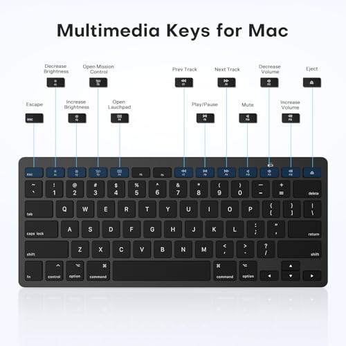 OMOTON Bluetooth Keyboard Compatible with Mac, Compact Wireless Keyboard Compatible with MacBook Pro/Air, iMac, Mac mini/Pro Laptop and PC, Dark Black - color: Dark Black