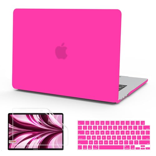 B BELK for MacBook Air 13.6 inch Case M5 2026 2025 2024 2023 2022 M4 M3 M2 | A3449 A3240 A3113 A2681, Plastic Hard Shell for MacBook Air 13 inch Case with Keyboard Cover & Screen Protector, Hot Pink - color: Hot Pink