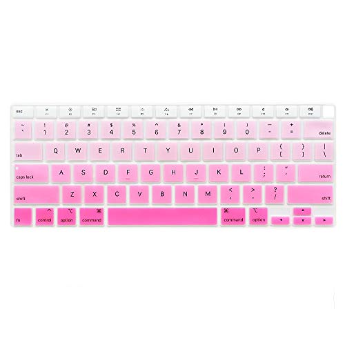 ProElife Keyboard Cover for MacBook Air 13-Inch with Touch ID A2337 M1 | Ombre Pink, U.S. Layout, Non-interference Design for ID Key, Dust-Resistant, Silicone Protective Skin, Washable & Reusable - color: Ombre Pink