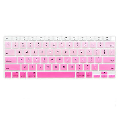 ProElife Keyboard Cover for MacBook Air 13-Inch with Touch ID A2337 M1 | Ombre Pink, U.S. Layout, Non-interference Design for ID Key, Dust-Resistant, Silicone Protective Skin, Washable & Reusable - color: Ombre Pink
