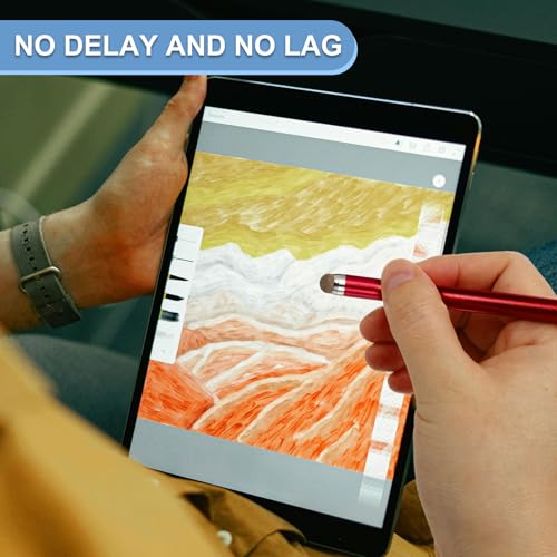 PATIKIL 2 Pcs Screen Capacitive Pen with Spring Rope Fixing Dock High Sensitivity for Mobile Phone Car Navigation GPS POS Tablet Laptop, Red - color: Red