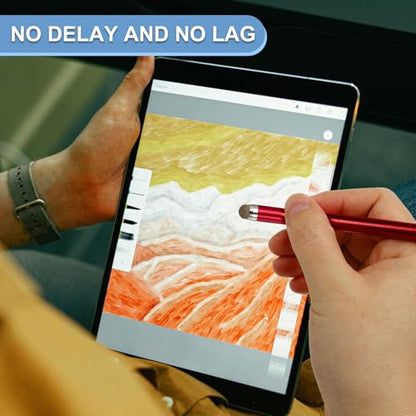 PATIKIL 2 Pcs Screen Capacitive Pen with Spring Rope Fixing Dock High Sensitivity for Mobile Phone Car Navigation GPS POS Tablet Laptop, Red - color: Red