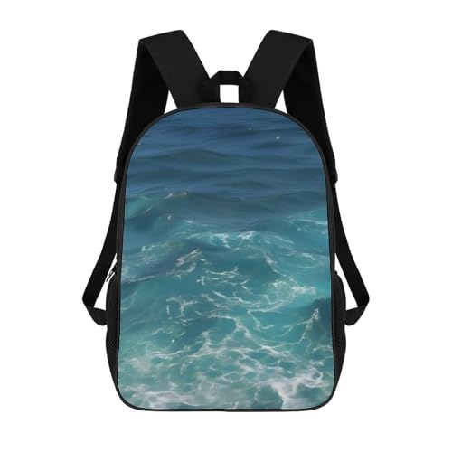 Laptop Backpack with Pocket, Large, Adjustable 17 Inch Bag, Waterproof | The Deep Blue Sea Computer Bag for Work, Breathable, Expandable Backpack for Women Men, Portable