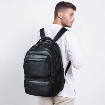 Backpack For Women Men Vegan Leather Backpack Purse Shoulder Bookbag 17 16 15.6 Inch Laptop Bag Handbags For Travel Work College Large Black - color: Black