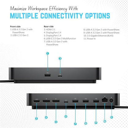 WD25 Dell Pro Dock USB-C Docking Station - with 100W Power, Dual 4K Display Support, HDMI, DP & USB-C Cables - 3 Year Warranty