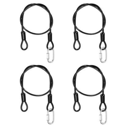 PATIKIL Security Cable Lock (5/32" Dia 1.6ft, Black)(4 Set) Vinyl Coated 304 Stainless Steel Double Loop Flexible Wire Rope Safety Cable with Quick Links Locking Connectors - color: Black, size: 1.6ft x 5/32"