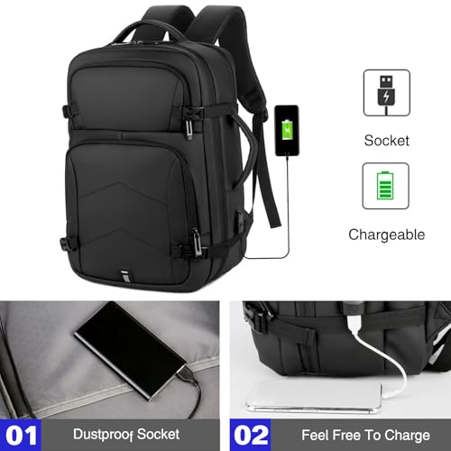 FANDARE Laptop Backpack, Business Travel Laptop Rucksack with USB Charging Port, Waterproof Laptop Bag 15.6 inch, Breathable Nylon Daypack for Work, Travel, College Black - color: Black