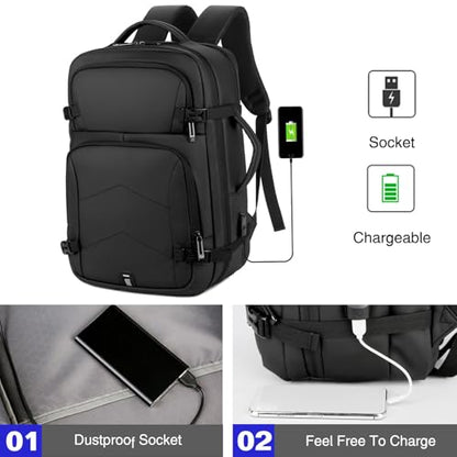 FANDARE Laptop Backpack, Business Travel Laptop Rucksack with USB Charging Port, Waterproof Laptop Bag 15.6 inch, Breathable Nylon Daypack for Work, Travel, College Black - color: Black