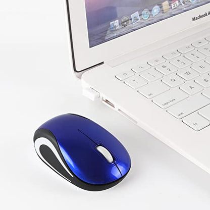 Wireless Mini Mouse, Blue, 1000 DPI, USB Receiver, Smooth Surface, Easy to Carry - color: Blue