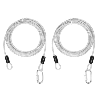 PATIKIL Security Cable Lock (3/16" Dia 9.8ft, Clear)(2 Set) Vinyl Coated 304 Stainless Steel Double Loop Flexible Wire Rope Safety Cable with Quick Links Locking Connectors - color: Clear, size: 9.8ft x 3/16"