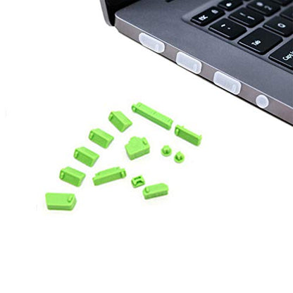 16PCS Universal Computer Anti Dust Stopper/Plug, Soft Silicone Dustproof Laptop Port Covers Green - color: Green