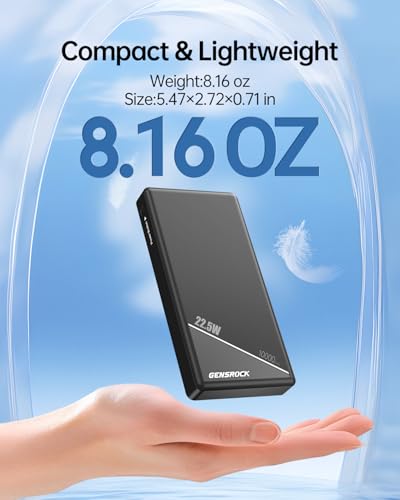 GENSROCK 2-Pack Portable Charger Power Bank 10000mAh, Slim Power Bank | Dual USB | 22.5W PD Fast Charging | LED Display | Slim | 37Wh | Compatible with iPhone Android | Flight-Safe | Black + White - color: Black White