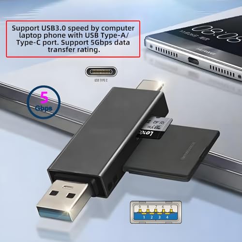 Xiwai Type-C & USB 3.0 to SD Card & TF T-Flash Card Reader Writer for Tablet & Camera & Laptop & Mate Serial Phone - style: USB-C to TF+SD