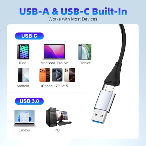 7-in-2 Memory Stick Pro Duo Card Reader, USB-A & USB-C Multi-Card Reader for SD/TF/CF/MS/XD Memory Cards, 5Gbps High-Speed Transfer, SD Card Reader for iPhone 15/16/17, MacBook, iPad, Android, Camera