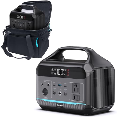 Portable Power Station 288Wh LiFePO4 Battery, 600W Power Bank with AC Outlet Fast Charging 8.4LB Lightweight Solar Generator with Multi-Port Output for Outdoor Camping, Travel, and Emergency Backup - color: Balck&Blue