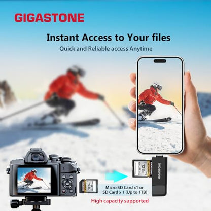 GIGASTONE SD Card Reader 2-Pack, 5-in-1 USB-A/USB-C Card Reader, Dual Slot for SD/Micro SD/SDHC/SDXC, Compatible with Laptop, PC, iPhone16/15, MacBook Pro/Air, iPad Pro, Android - color: 5-in-1 Card Reader 2 Pack