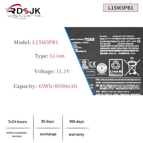 L15M3PB1 L15L3PB1 Laptop Battery for Lenovo Flex 11 Chromebook N22 N22-10 N22-20 N22 Touch N23 Touch N23 Yoga N42 N42-20 300E Chromebook C330 S330 Series 5B10K88047 5B10K88048 5B10K88049 11.1V 45Wh