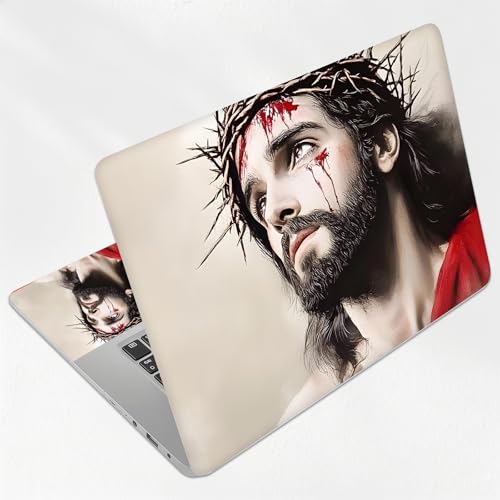 Jesus Christ Crown of Thorns Portrait Universal Laptop Skin Sticker 3PCS,Protective Decal Trim-to-Fit 11.6" 13.3" 14" 15.6" Laptop Vinyl Cover,Removable Anti-Scratch Computer Decal Protector - color: Jesus Christ Crown of Thorns Portrait
