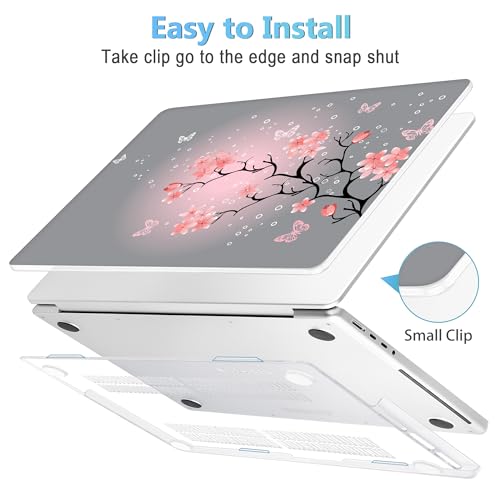 Mektron Case for M5 MacBook Pro 14 inch 2026 Model A3427 A3426 Fit 2025-2021 Model A3434 A3112 M4 A3112 A3401 A3185 M3 A2918 A2992 M2 A2779 M1 A2442 Pro/Max Cover, Butterfly Cherry Blossom - color: Butterfly Cherry Blossom
