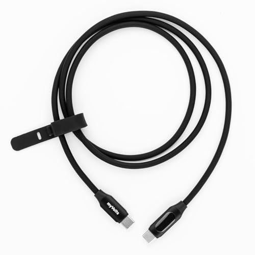 MyVolts Step Up USB-C to USB-C PD Cable with LCD Power Meter, Liquorice Black - color: Liquorice Black, size: USB-C to USB-C