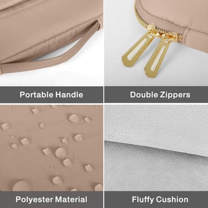 MOSISO 13-14 inch Laptop Case, 13.3 inch Puffy Laptop Sleeve Compatible with MacBook Air 13.6 M5 M4 M3 M2 M1/Neo/Pro 13/14,HP Dell ASUS Lenovo, Rectangle Vertical Bag with Small Case&Side Handle,Brown - color: Brown