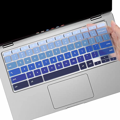 Keyboard Cover for 2022-2020 11.6" 14" ASUS Chromebook C203XA C434 C425 C403 C223 C214 C213 C204 C202, ASUS Chromebook CX1 CX1100 CX1101 CX1400 (NOT FIT C436 C433 CX1500 CX1700)-Strip Blue - color: Stripblue