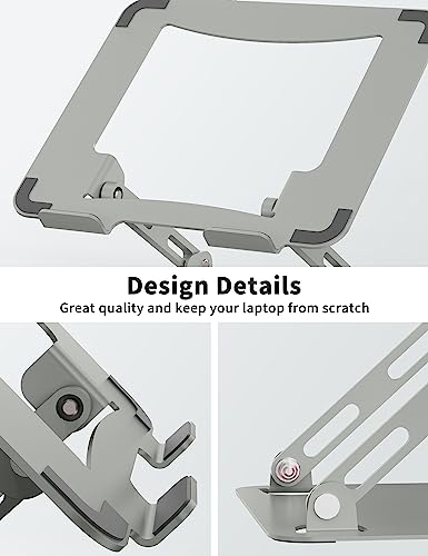 SOUNDANCE Laptop Stand for Desk, Portable Adjustable Laptop Riser, Ergonomic Design Computer Holder, Metal Laptop Mount Elevator Compatible with 10 to 15.6 Inches PC Computer, Light Grey - color: B-Light Grey