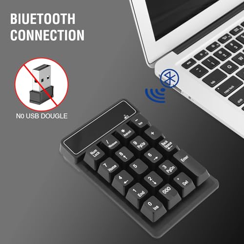 RaceGT Bluetooth Number pad, 19-Keys Wireless Numeric Keypad, Portable Mini Multi-Function Accounting Number Keypad Keyboard Extensions for Laptop/Desktop/Notebook - color: 19-keys