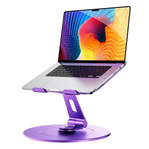 LOXP Laptop Stand with Phone Holder, Adjustable Laptop Stand with Base, Aluminum Computer Mount Holder, Ergonomics Lectern Stand, Fits MacBook, up to 17.3" All Notebooks Purple - color: Purple