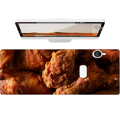 Fried Chicken Gaming Mouse Pad, Large Office Desk Mat, Anti-Slip Rubber Base Mousepad for Computer Laptop Keyboard, Smooth Desk Pad for Home Office Gamer Work Accessories 31.5" x 11.8" - color: 09Fried Chicken