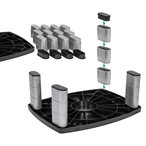 3M Extra Wide Adjustable Monitor Stand, Three Leg Segments Simply Adjust Height from 1" to 5 7/8", Sturdy Platform Holds Up to 40 lbs, 16-inch Space Between Columns for Storage, Silver/Black (MS90B)