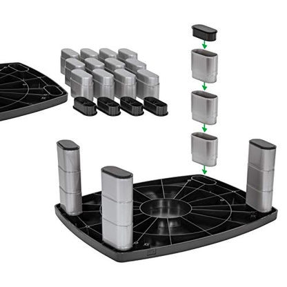 3M Extra Wide Adjustable Monitor Stand, Three Leg Segments Simply Adjust Height from 1" to 5 7/8", Sturdy Platform Holds Up to 40 lbs, 16-inch Space Between Columns for Storage, Silver/Black (MS90B)
