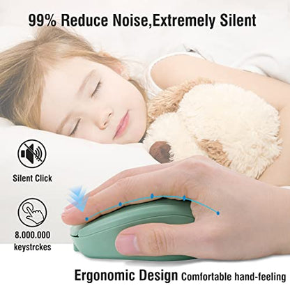 Bluetooth Mouse,Rechargeable Wireless for Laptop/iPad/MacBook Pro/Air, Silent Mouse Portable Slim for Surface Pro/PC/Lenovo/Samsung Tablet (Light Green) - color: Light Green