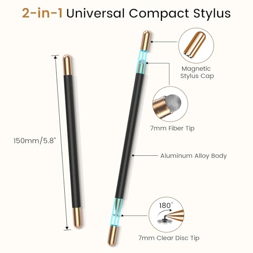 Stylus(2Pcs), Universal Stylus Pens for Touch Screens All | High Precision Sensitivity,For Android, ipad, iPhone, Galaxy, Chromebook Tablet, Compatible with All Touchscreen,Magnetic - color: Black/Black