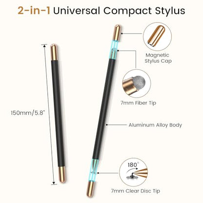 Stylus(2Pcs), Universal Stylus Pens for Touch Screens All | High Precision Sensitivity,For Android, ipad, iPhone, Galaxy, Chromebook Tablet, Compatible with All Touchscreen,Magnetic - color: Black/Black