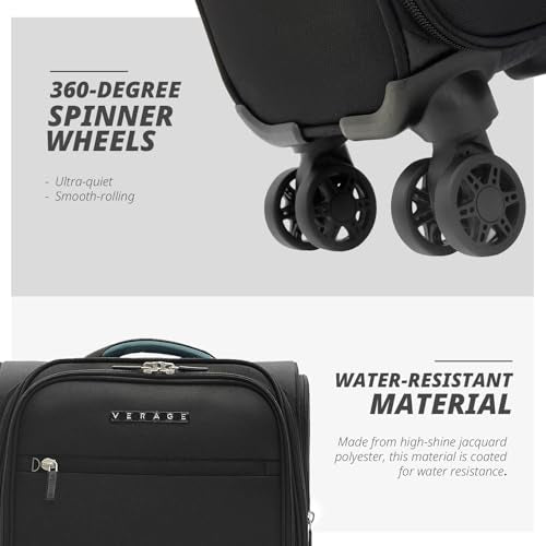 Verage Underseat Carry On Luggage with Wheels,14-Inch,Black | Personal Item Bag,Airline Approved, Laptop Compartment, USB Charging Port - color: Black, size: 14-Inch Compact Underseat