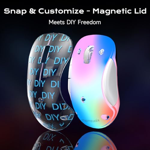 memzuoix 2.4G LED Wireless Mouse, Rechargeable Ergonomic Mouse with Detachable Cover, 1400 DPI Portable Optical Computer Mouse with USB Receiver for Laptop, PC, Desktop and MacBook, 5 Buttons-Blue - color: Blue