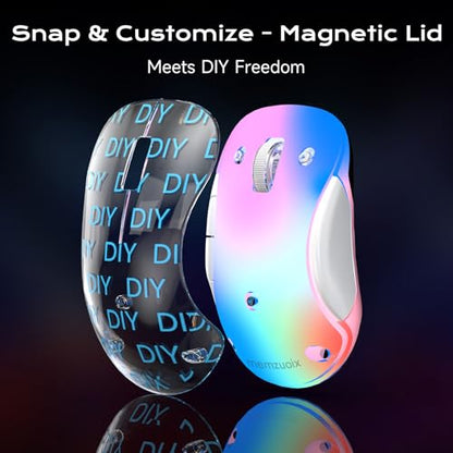 memzuoix 2.4G LED Wireless Mouse, Rechargeable Ergonomic Mouse with Detachable Cover, 1400 DPI Portable Optical Computer Mouse with USB Receiver for Laptop, PC, Desktop and MacBook, 5 Buttons-Blue - color: Blue